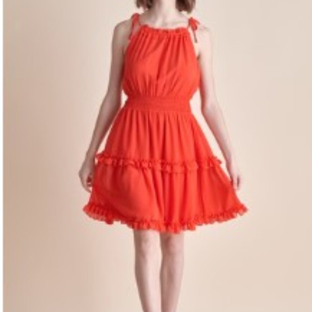 Allie Rose Red Ruffle Chiffon Dress NWT